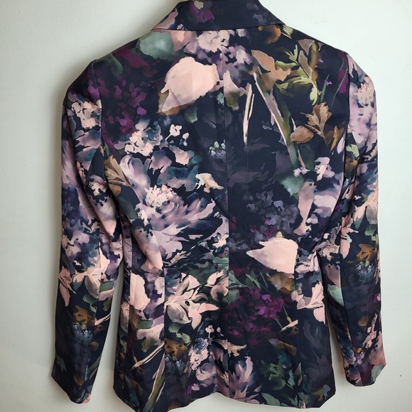 Antonio Melani Womens Size 0 Floral Print Blazer Abstract Career Business Jacket - Picture 4 of 9